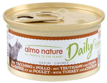 Almo Nature almo nature Daily - Komplett fuktig mat för vuxna katter - kalkon och kyckling. 24 x 85G burkar.