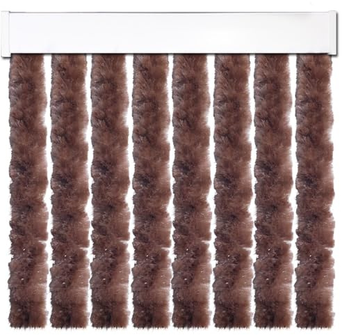 P T PERTONI TENDE Chenille-Vorhang für Wohnwagen (Länge 230 x Breite 120 cm, Braun)
