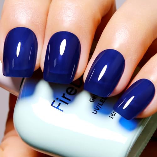 Firedeep Jelly Dark Blue Gel Nail Polish Sheer Deep Blue Nail Polish UV/LED Soak Off Ocean Blue Gel Polish for Nail Art Manicure DIY at Home 0.54 Fl Oz 1Pcs