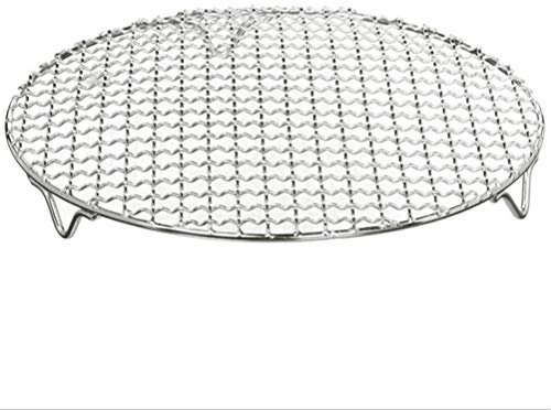 TEmkin 304 Stainless Steel Round Grill Net with Footboard Bbq Meshes Cooling Rack Steam Baking Rack Camping Outdoor Mesh Wire Net (18cm)