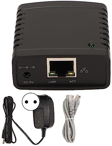 Server di Stampa, 10Mbps 100Mbps Basso Consumo Energetico Porta LAN RJ45 Standard TCP IP LPR Server di Stampa di Rete Funzione di Gestione Web per PC Desktop (Spina Europea)