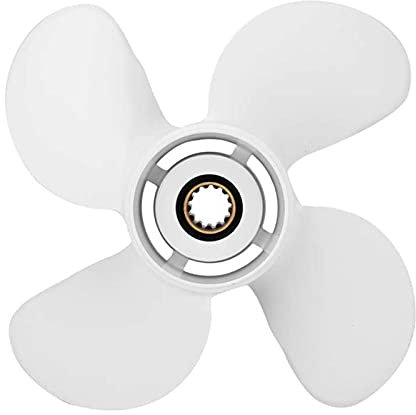 XYWOPO Außenbordzubehör 10 5/8x12 RH Propeller 4 Blätter Aluminiumlegierung, for Yamaha, 25-60 PS Außenbord 3-1/2 Zoll Getriebegehäuse Bootspropeller