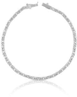 MUAU Schmuck Bracelet Königskette klassisch Weissgold 750/18K, 19cm, 2.5mm- Premium Echtschmuck für Damen und Herren