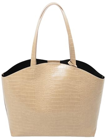 Tommy & Kate BRIELLE Crocodile Pattern Shoulder Bag with Detachable Pouch Bag, Stylish and Large Capacity Tote Bag for Women, PU Leather Satchel Handbag