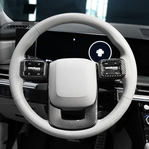 FUEISOF Lenkrad-Tastenabdeckung für Hyundai Santa Fe 2024–2026, Lenkradverkleidung aus ABS im Carbon-Look