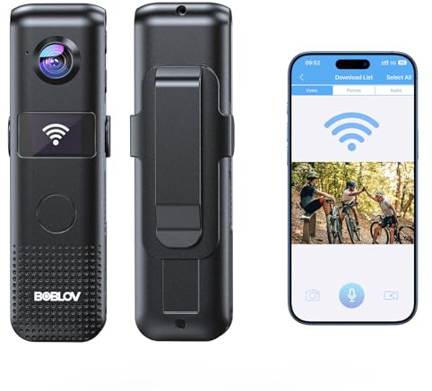 BOBLOV C18 WiFi Body Camera: 128GB Bodycam with One-Touch Recording, OLED Screen for User Friendly, 4 Hours Recording, 1080P Wearable Cam with 1/4 Tripod Thread for Biking, Security, Personal Use