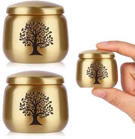 Urnas Pequeñas del Árbol de la Vida para Cenizas - Juego de 2 Mini Urnas de Cremación para Humanos o Mascotas, Urna Decorativa para Adultos, Mujeres, Mascotas Masculinas