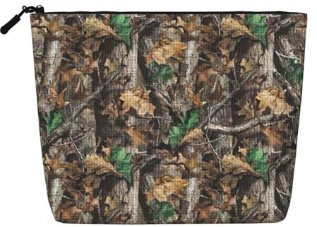 IPPONGET Cold Tree - Bolsa de maquillaje con estampado de camuflaje de una sola capa con bolsas con cremallera para mujer, bonita y portátil, color negro, talla única, talla única, Black, Talla única