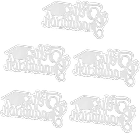 NUOBESTY 5 Piezas DIY Graduación Gorra De Soltero Metal Acero Al Carbono Cuchillo Molde Papel Arte Grabado Cuchillo De Corte Molde Tabla De Puntuación Cortador Plantillas De Letras