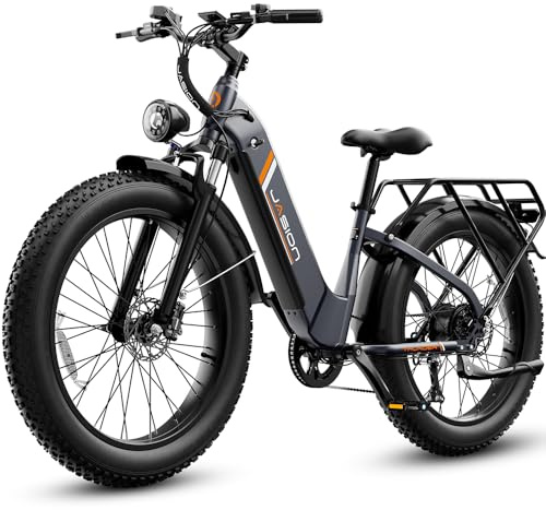 Jasion Thunder Electric Bike for Adults,1800W Peak Fat Tire E Bikes,26''x 4'',80 Miles with 864Wh Removable Battery Ebike, 30+MPH Max Speed Bicycles,Hydraulic Brakes,Front Suspension