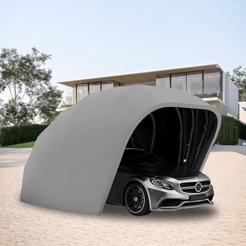 RIQHTIK Halbautomatische einziehbare Garage, Faltbarer Carport aus Edelstahl für den Außenbereich, Faltbare einziehbare Automarkise, tragbares Autozelt für Parkplatz, Hof, Garten,6 * 2.5 * 2.5m