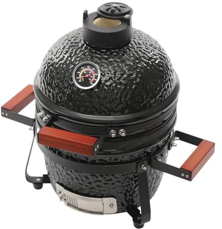 Barbecue in ceramica per barbecue a carbonella, diametro 50 cm, set per affumicatore Kamado con termometro, barbecue da campeggio, in ceramica, a carbone