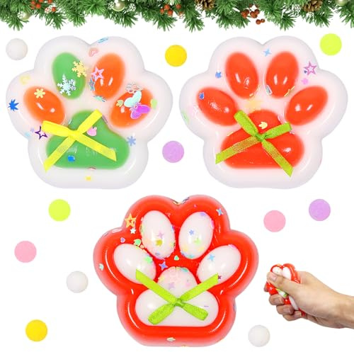 3 Stück Katzenpfoten Squishy Weihnachten, Cat Paw Squishy, Pfote Squishi, Squeeze Toy, Stress Spielzeug Weihnachtsspielzeug, Squishy Weihnachten Katzenpfoten Fufu Squishies Cat Paw Fidget Toys