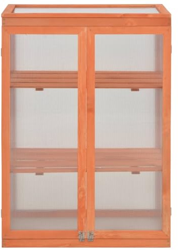 Homgoday Holz-Gewächshaus mit 2 Regalen & PC-Platte, 75x47x109 cm, wasserdicht, für Gartenbau Model170646