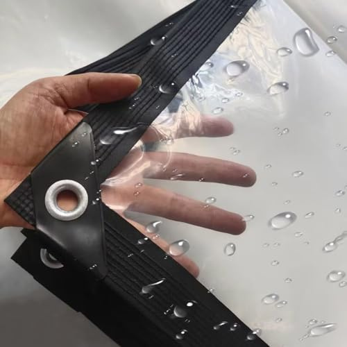 Clear Tarpaulin Waterproof Pvc Vinyl Tarp With Eyelets Patio Tarpaulin Enclosure Windproof Chicken Coop Cover Transparent Tarp Camping Tent Covering(1X1M)