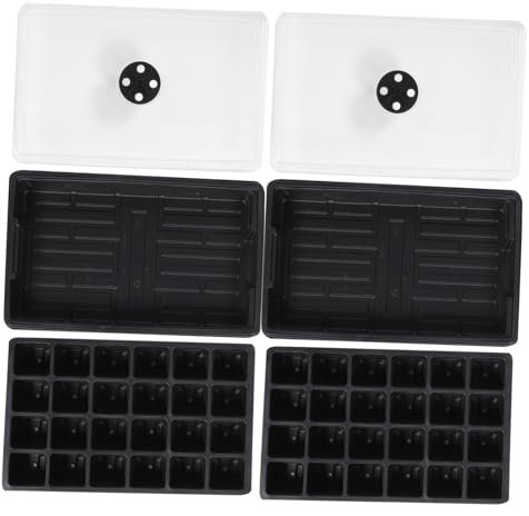 ROMISBABA Vassoio la Semina di Verdure 24 Fori con Coperchio Ventilato, Set 2 Pezzi per Germinazione Piante in Serra, Plastica Resistente per Avvio Piantine da Giardino e Uso Domestico