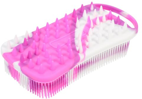 SOPOTUTU Double-Sided Silicone Body Brush with Hanging Hook Exfoliating Bath Scrubber for Men Women Hair Scalp Massage Brush Soft Silicone for Deep Cleansing and Dead Skin Removal in Shower