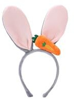 Gleemix Karneval Haarreif mit Hasenohren und Karotte, Grau und Rosa, Kostüm Accessoire für Fasching, Ostern und Themenpartys