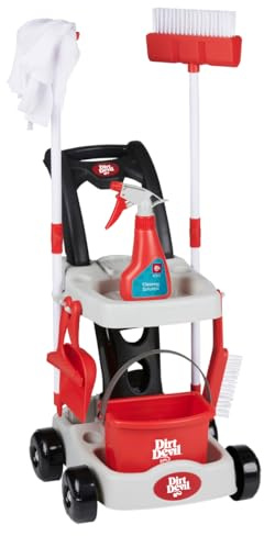 Dirt Devil Chariot de Ménage Jouet – pour Enfants dès 3 Ans – avec Balai, Seau, Pulvérisateur et Brosse – Jouet de Nettoyage Complet – Chariot de Nettoyage Enfant Ludique