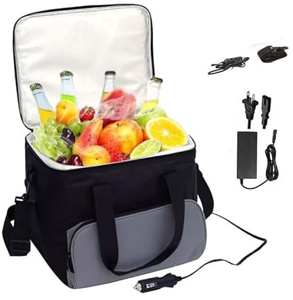 Bärbar elektrisk kylväska 15L, 12V bilkylskåp för camping och resor, DC Plug-in automatisk kylbox med axelrem, håller maten fräsch för bil, lastbil, husbil, picknick och utomhusbruk