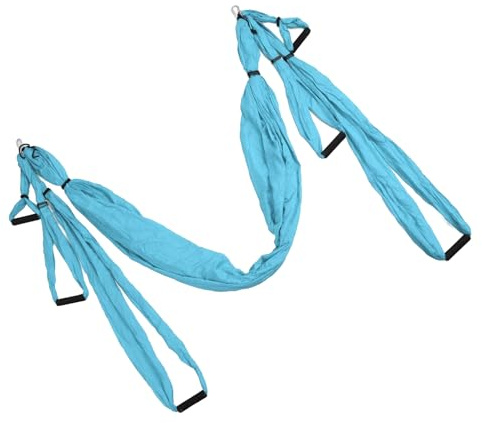 KIMISS Juego de Columpio de Yoga aéreo: Hamaca de Yoga de Algodón y Poliéster Ajustable para Mejorar la Capacidad y el Entrenamiento de Fuerza Central (Lago Azul)
