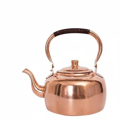 MotiveTech Teekessel aus Kupfer Verdicktes Material, Kupfer-Teekessel für Herd, Kupferkessel Traditionelles Design für Teeliebhaber, Teezeremonie, Restaurant, Speziell für Gasherde, 3L