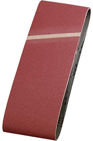 kwb Schleifbänder 105x620 mm aus Edelkorund mit den Körnungen 150, Spezialverleimung und flexibles Baumwollgewebe für den mittelfeinen Schliff von Holz und Metall