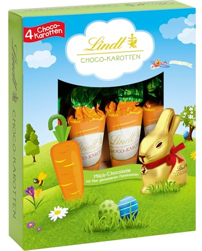 Lindt Schokolade Choco-Karotten | 2 x 54g | Vollmilch-Schokolade in Karottenform mit fein gemahlenen Haselnüssen | Kinder Osternestfüllung | Ostergeschenk | 2 x 4er pack