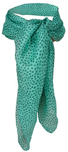 TigerTie Damen Nickituch in mint grau gepunktet - Halstuch 100% Seide - 50 x 50 cm