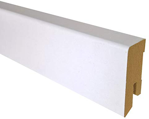 Sockelleiste CUBE Fussleiste 40 mm - Moderner Abschluss für Parkett-/Laminat- und Vinylböden - Farbe: Weiss - Höhe 40 mm - Tiefe: 16 mm - 1 Stück Mit 240 cm Länge