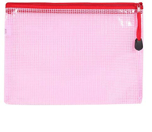 Zip File Bag 12pcs A5 Dokument Taschen Plastikdatenspeicher Reißverschluss Beutel Faltblatt Schützende Hülsen Feder Beutel rot