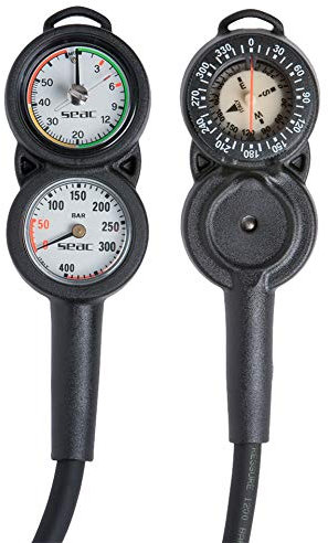 SEAC Console 3, Manometro, Profondimetro e Bussola per Subacquea, Scala 0-70 mt e 0-400 Bar