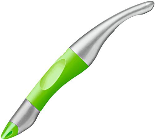 STABILO - Ergonomischer Tintenroller für Rechtshänder - EASYoriginal metallic in neongrün/metallic - blau (löschbar) - inkl. Patrone