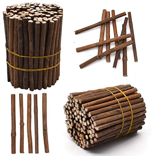 Holzblock Sticks,Saijer 200pcs Natürlich Hölzern DIY Holzstäbchen für Bastelarbeiten Alte Holzdekorationen Fotosticks Benutzt für Holzbearbeitung Gebäudemodell Hausgartendekoration