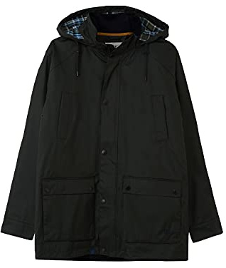 LightHouse Oxford Mens Raincoat, Waterproof Windproof Jacket with Detachable Check Lined Hood