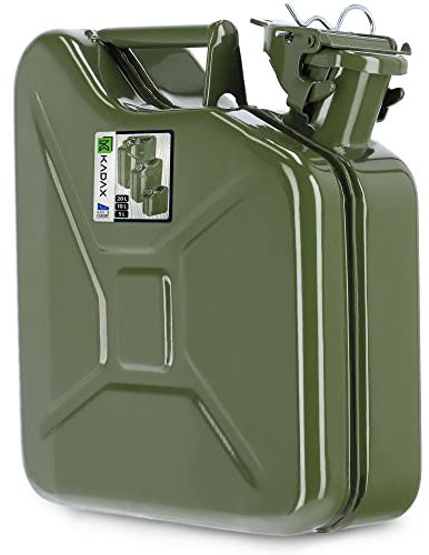KADAX Benzinkanister, Reservekanister Kanister aus 0,8 mm Stahl, Kraftstoffkanister für Benzin und Diesel, Reservetank mit dreifachem Griff, Stahlblechkanister (5L grün)