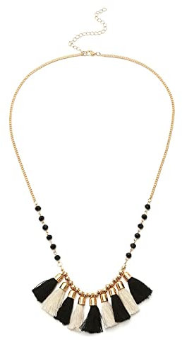 BCughia Kropfband Schwarz, Kette Mädchen Vergoldet Schwarz Karabinerverschluss Quasten Design Geburtstag Partner Geschenke für Damen 72Cm