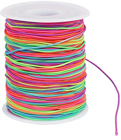 KOSHIFU Gummiband für Armbänder Nylonschnur 1mm x 100 m Bunte Elastische Faden Rund Schnur Perlenschnur Regenbogen für DIY Handwerk Schmuckherstellung Halsketten