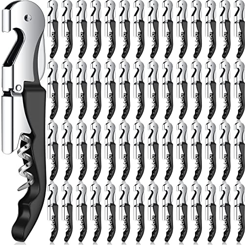 Waiter Corkscrew Wine Openers Heavy Duty Hinges Wine Key Bottle Opener All in One Double Hinged Waiter's Corkscrew with Foil Cutter Wine Tools for Bartenders Servers Sommelier (Black, 100 Pack)