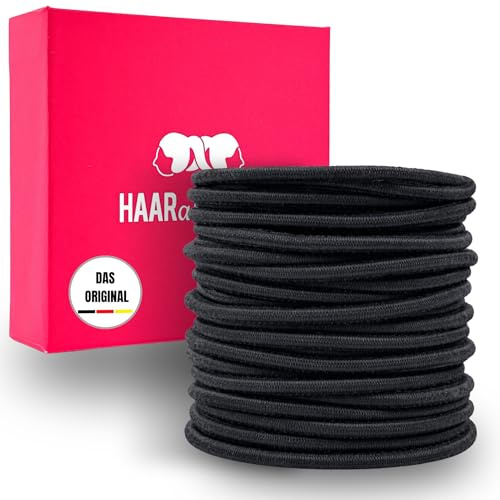 HAARallerliebst Haargummis dick oder dünn im Set inkl Aufbewahrungsbox (Schwarz, dünn)
