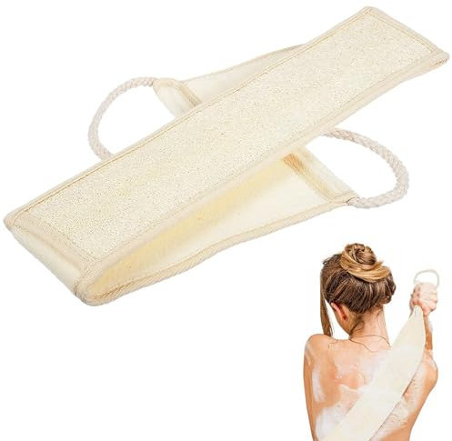 Exfoliating Loofah Back Scrubber for Shower,Natural Loofah Sponge Exfoliating Body Scrubber,Body Exfoliator Scrubbing Pads,Loofah Back Brush,Double Side Scrubbing Strap Back Washer for Men&Women
