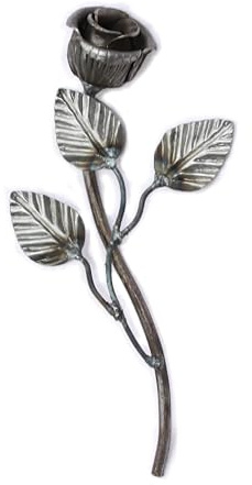 UHRIG Rosa in ferro battuto, fiore decorativo in acciaio, decorazione da giardino (curvatura lunga 24 cm)