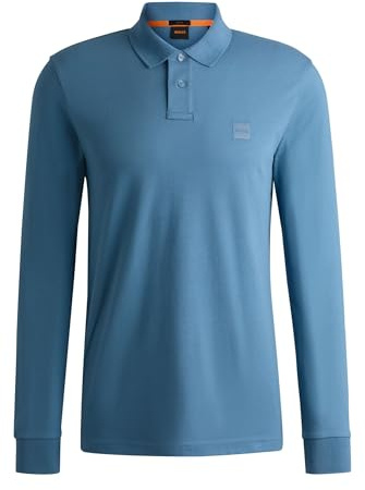 BOSS Mens Passerby Premium Cotton Polo Shirt Long Sleeve