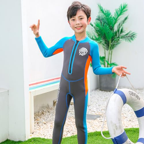 Premium Kids Wetsuit, 2.5mm Neoprene Thermal Swimsuit, Full Wetsuit for Girls Boys and Toddler, Long Sleeve Kids Wet Suits for Swimming
