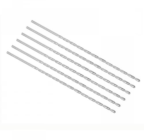 TOP-VIGOR 6Pcs 4mm Dia Extra Long Twist Drill Bits, 250mm Length High Speed Steel Extended Spiral Drill Bit, Straight Shank Twist Drill Bit Tool for Wood Metal Aluminum Plastic