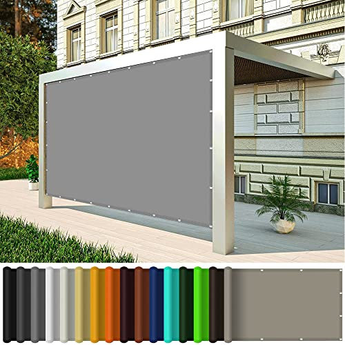 Sonnensegel Rechteckig 4.6 x 6.5 m, Wasserdicht 98% UV Schutz Sonnensegel Nach Maß mit öSen inkl Befestigungsseile für Garten Terrasse, Hellgrau
