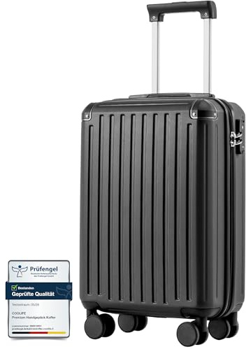 COOLIFE Ryanair Kabinenkoffer 55x35x20 cm EasyJet Handgepäck Koffer TSA | PC+ABS Hartschale,4 Doppelrollen, leicht, Bordgepäck–für Kurzurlaub, Städtetrips, Geschäftsreisen & Flugreisen, Kabinengepäck
