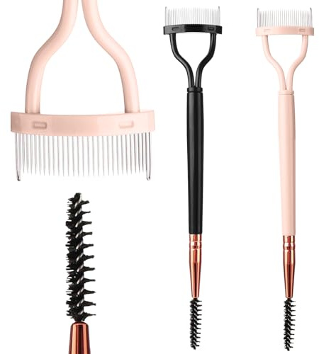Ptwola 2PCS Dual Head Eyelash Eyebrow Comb Lash Separator Brush 2 in 1 Eyelash Shaper Professional Eye Makeup Applicator Grooming Tool for Separating Lashes Eliminating Mascara Clumps