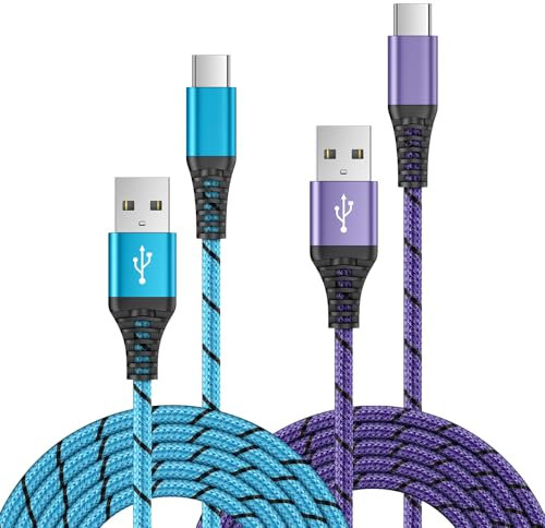 Cable USB C Charge Rapide, [0,9m+1,8m/Lot de 2] Cable Chargeur Samsung Câble USB vers USB C Cordon Type C pour Samsung Galaxy A16 A15 A14 A13 A17 A56 A55 A36 A35 A22 S25 S24 S23/S22,iPhone 17/16/15