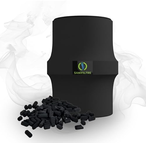Filtre Anti-Odeurs Haute Performance au Charbon Actif Anti-H2S, Ø 100 mm, Solution sans Collage, pour Fosse Septique & Toutes Eaux, Rechargeable & Robuste, Noir – HYDRODIV